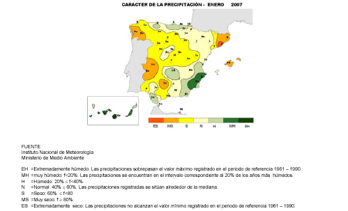 Carácter de la precipitación enero 2007