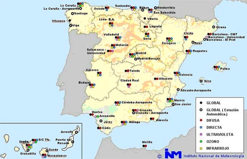 Mapa de la Red Radiométrica Nacional