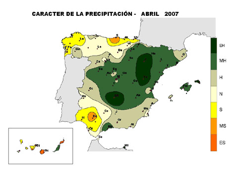 Carácter de la precipitación - Abril 2007