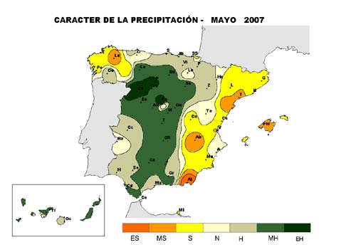 Carácter de la precipitación - Mayo 2007