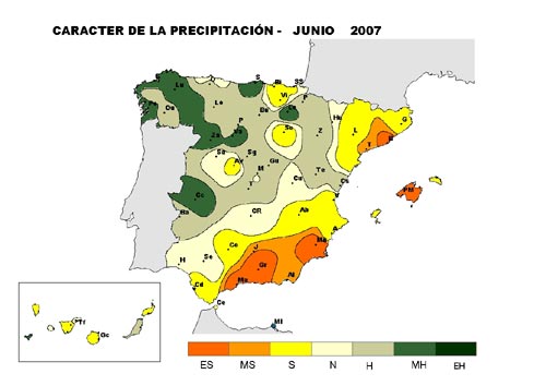 Carácter de la precipitación - Junio 2007