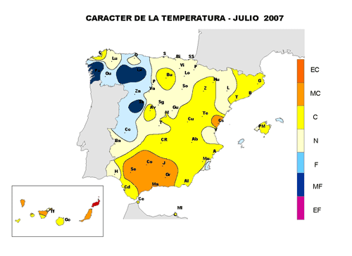 Figura 2: Carácter térmico de Julio de 2007