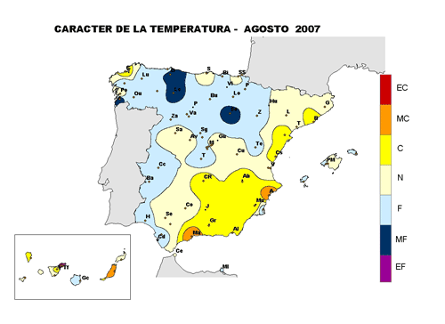 Figura 3: Carácter térmico del mes de Agosto