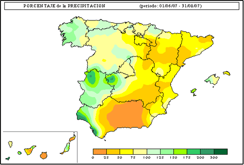 Figura 5: Precipitaciones del trimestre Junio-Julio-Agosto en comparación con sus valores medios