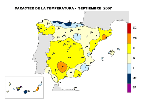Carácter de la temperatura - septiembre 2007