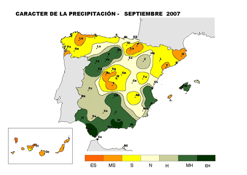 Carácter de la precipitación - septiembre 2007