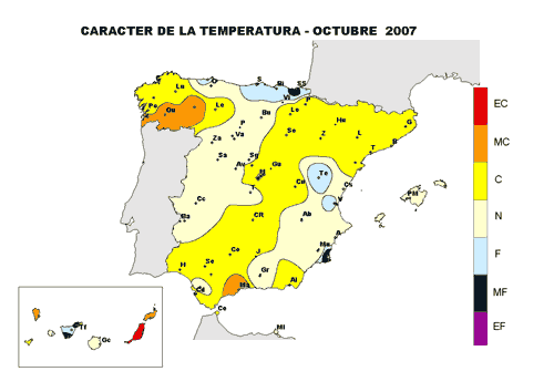 Carácter de la temperatura - octubre 2007