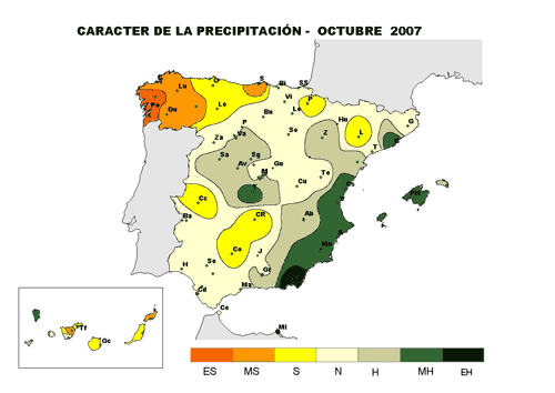 Carácter de la precipitación - octubre 2007