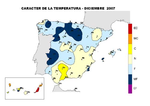 Carácter de la temperatura - Diciembre 2007