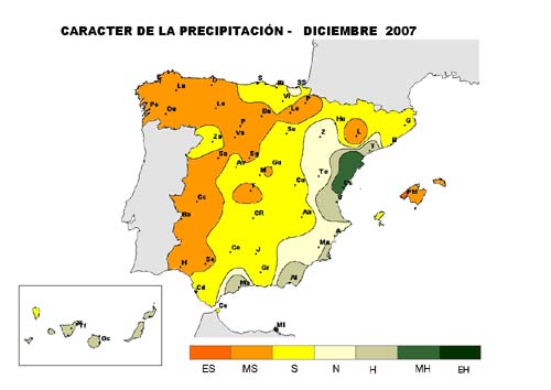 Carácter de la precipitación - Diciembre 2007