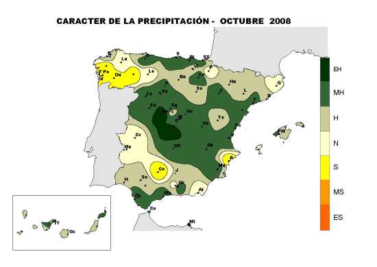 Precipitaciones octubre 2008