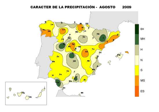 Precipitación agosto 2009