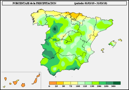 Precipitación marzo 2010