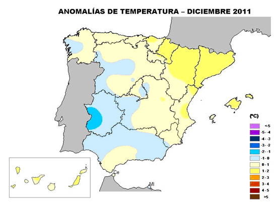 Anomalía de Temperatura Diciembre 2011