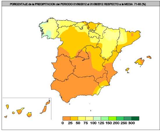 Precipitación junio-agosto 2012