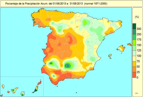 Precipitaciones junio-agosto 2013