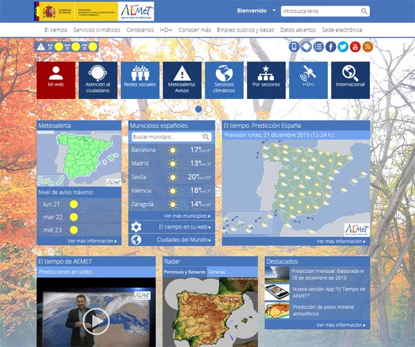 AEMET renueva portal web Agencia Estatal de Meteorologia AEMET. Gobierno de Espana