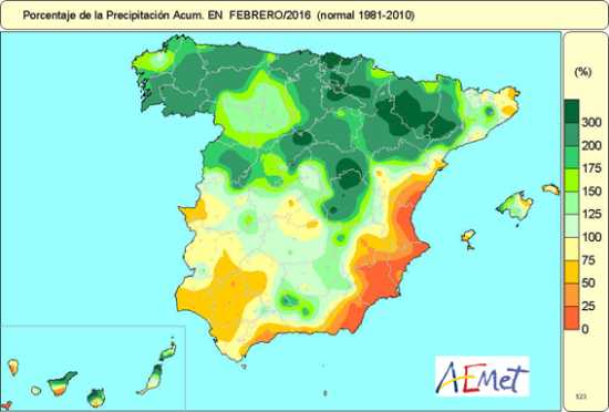 Precipitación febrero 2016