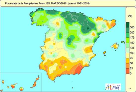 Precipitación marzo 2016