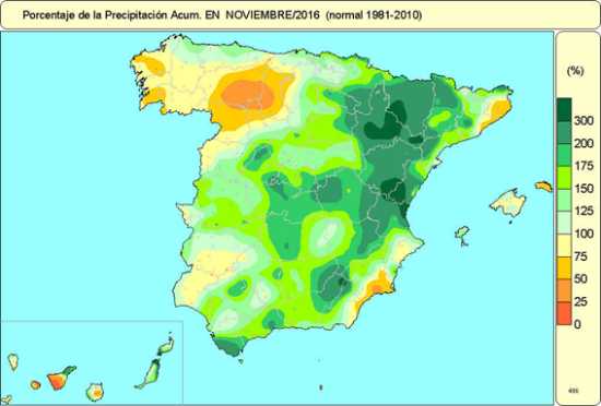 Precipitaciones noviembre 2016