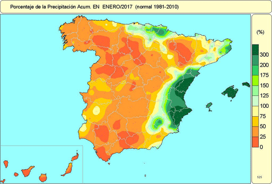 Porentaje de Precipitación acumulada Enero 2017