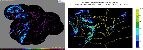 Predicción de la precipitación del Harmonie y su comparación con los datos del Radar