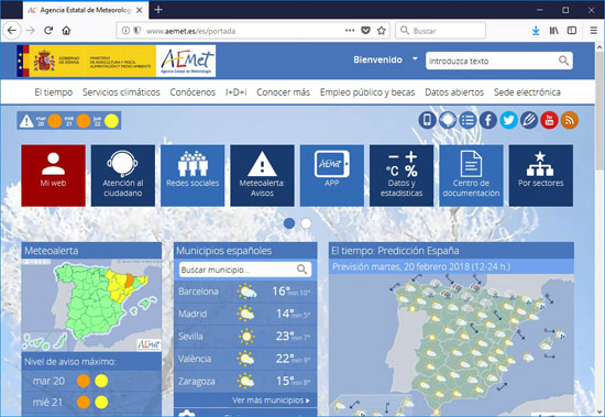 Página web institucional de Aemet