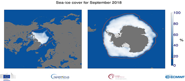 Cobertura de hielo marino en sepetiembre de 2018