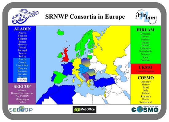 Países que realizan su predicción meteorológica gracias a los modelos numéricos desarrollados a través de este consorcio