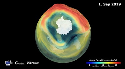 Estado de la capa de ozono el 1 de septiembre de 2019
