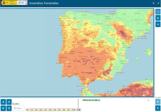 Ejemplo del sistema informático 'AEMET Incendios Forestales'