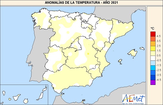 Anomalías térmicas de 2021