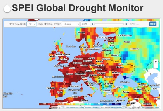 Monitor Global de sequía meteorológica a través del índice SPEI. Fuente: CSIC