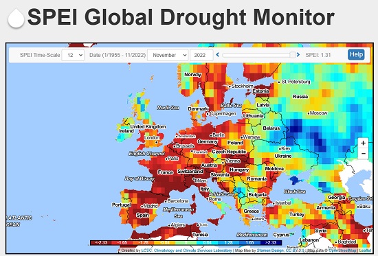 Monitor Global de sequía meteorológica a través del índice SPEI. Fuente: CSIC