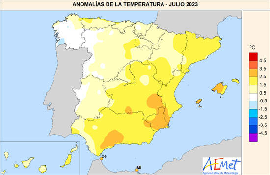 Anomalías de temperatura registradas en julio de 2023alt=