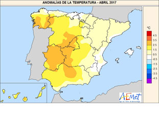 Abril 2017, muy cálido y muy seco