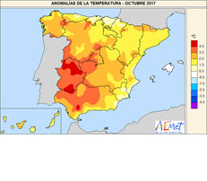 Octubre, extremadamente cálido y muy seco