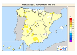 Anomalía de temperatura media anual