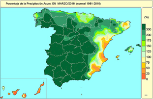 Marzo extremadamente húmedo