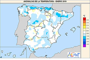 Enero de 2019, normal en temperaturas y precipitaciones