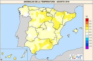 Agosto de 2019, muy cálido, con episodios de lluvias torrenciales