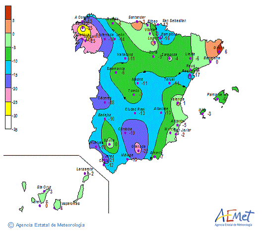 Distribución de la irradiación media global en España (marzo 2018)