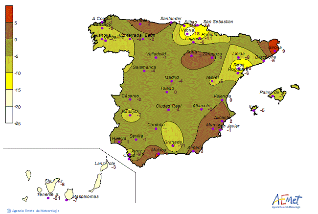 Distribución de la irradiación media global en España (mayo 2018)