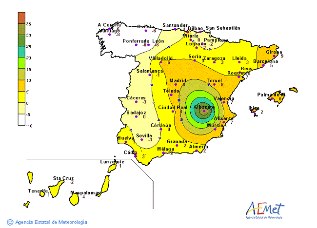 Distribución de la Irradiación media global en España (junio 2022)